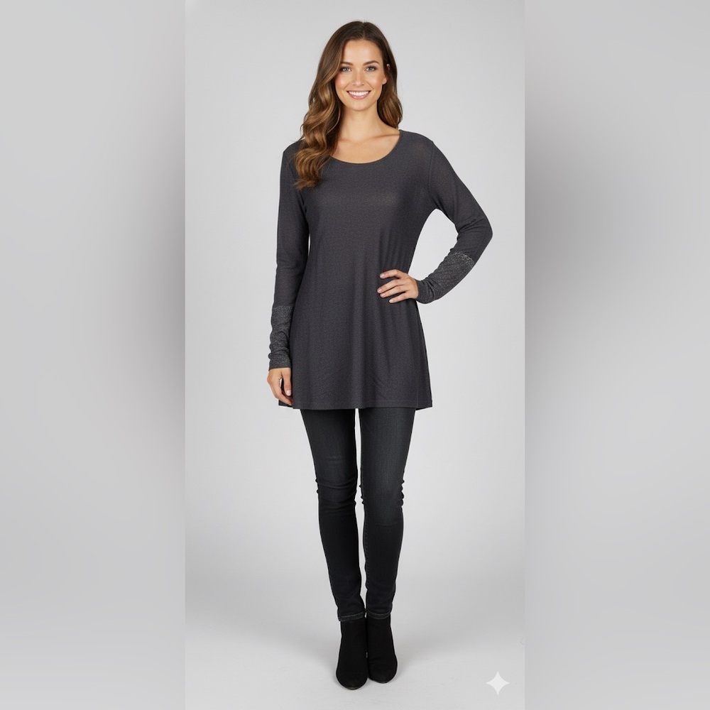 NIC+ZOE Linen blend shimmer sleeve sweater size medium